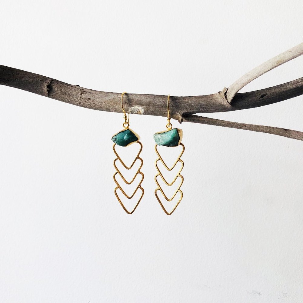 Arrowhead Raw Stone Earrings View 4